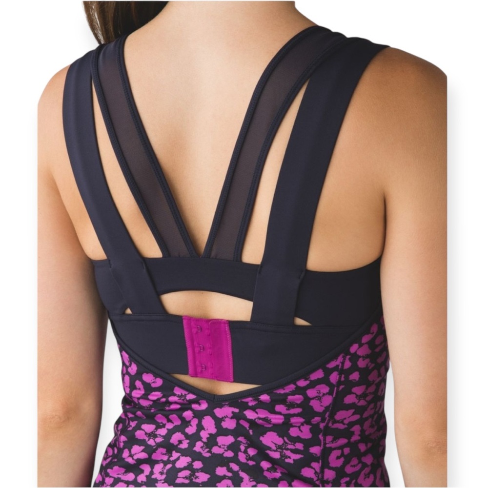 Lululemon Super Sport Mini Cherry Cheetah Ultra Violet Naval Blue Tank Top Sz 2